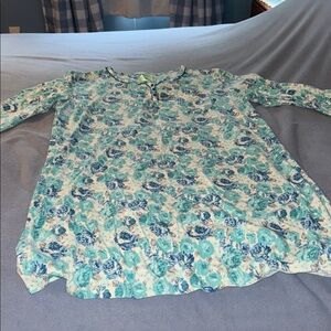 Blue Floral Long Sleeve sleep shirt